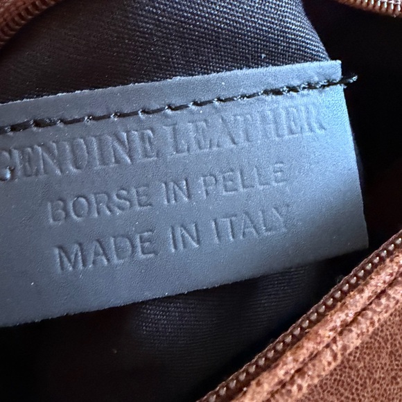 Italian Brown Leather Crossbody Bag/Clutch with Chains - Picture 7 of 9